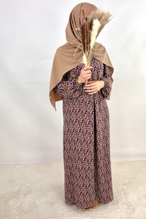 Abaya fleurie rouge