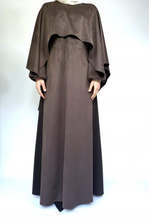 Robe velours allaitement cape marron